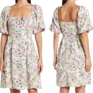 BCBGeneration Babydoll Dress Puff Sleeve Womens Size 0 Floral Milkmaid XS